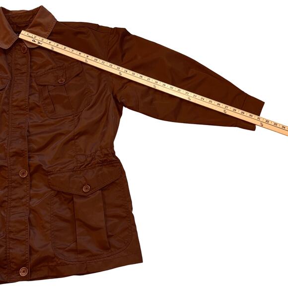 Ralph Lauren Utility Coat Womens S Brown Taffeta Nylon Jacket Drawstring Waist - Picture 13 of 15